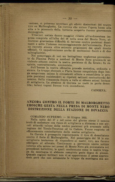 Il diario della nostra guerra : bollettini ufficiali dell'esercito e della marina